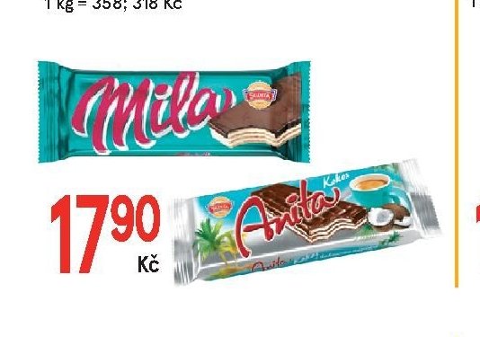Oplatky Mila 50 g, Oplatky Anita kokos 50 g