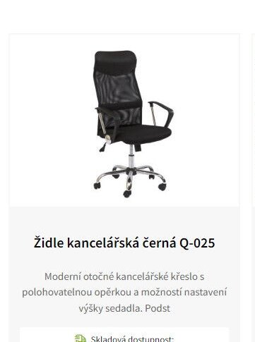 Židle kancelářská černá Q-025