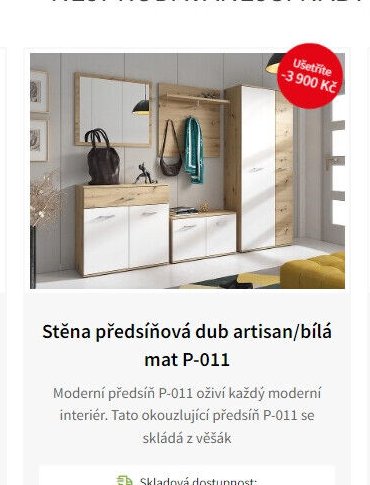 Stěna předsíňová dub artisan/bílá mat P-011