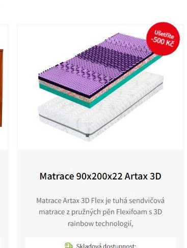 Matrace 90x200x22 Artax 3D
