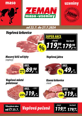 aktuální leták ZEMAN maso - uzeniny 22.7.2024-27.7.2024