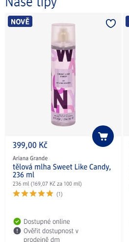 Ariana Grande tělová mlha Sweet Like Candy, 236 ml