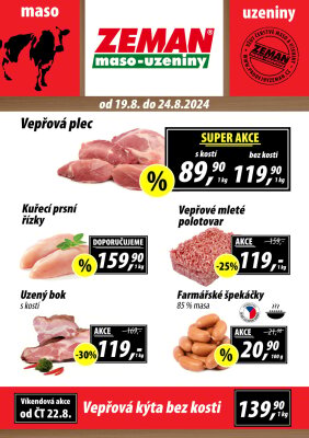 aktuální leták ZEMAN maso - uzeniny 19.8.2024-24.8.2024