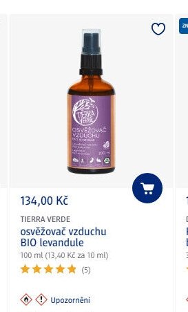 TIERRA VERDE osvěžovač vzduchu BIO levandule