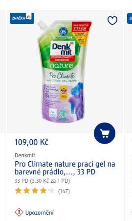 Denkmit Pro Climate nature prací gel na barevné prádlo