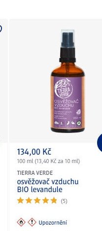 TIERRA VERDE osvěžovač vzduchu BIO levandule