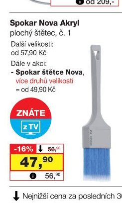 Spokar Nova Akryl plochý štětec, č. 1