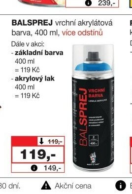 BALSPREJ vrchní akrylátová barva