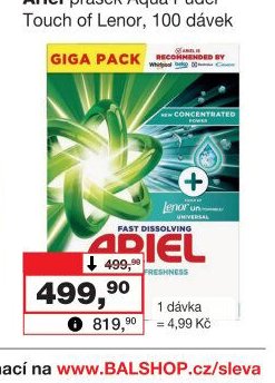 Ariel prášek Aqua Puder Touch of Lenor