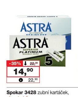 Astra Platinum a Stainless žiletky, 5 ks