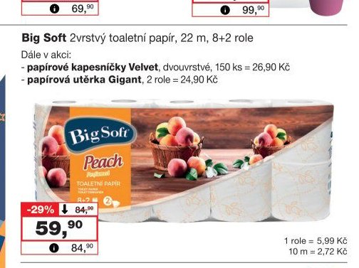Big Soft 2vrstvý toaletní papír, 22 m, 8+2 role