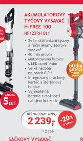Akumulátorový tyčový vysavač Hoover H-FREE 100 HF122RH 011