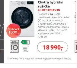Chytrá hybridní sušička LG RC91V9AV3N