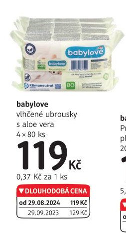babylove vlhčené ubrousky s aloe vera 4 x 80 ks