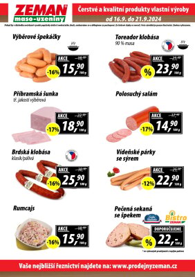 aktuální leták ZEMAN maso - uzeniny 16.9.2024-21.9.2024