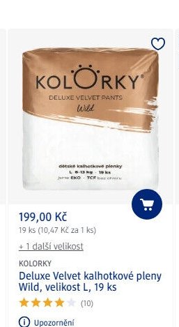 KOLORKY Deluxe Velvet kalhotkové pleny Wild, velikost L, 19 ks