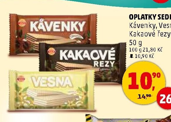 Oplatky Sedita Kávenky, Kakaové řezy, Vesna