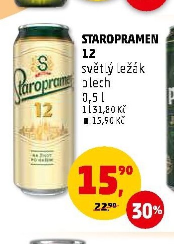 Staropramen 12 světlý ležák plech 0,5 l