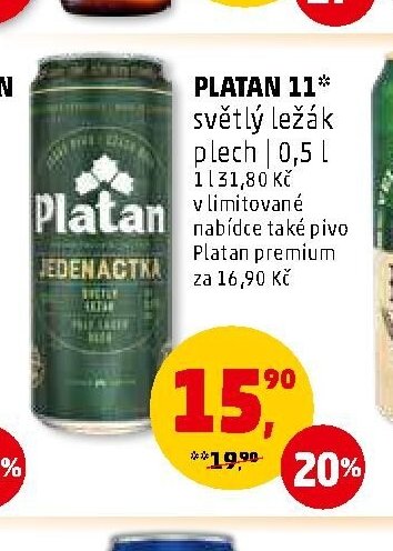 Platan 11* světlý ležák plech 0,5 l