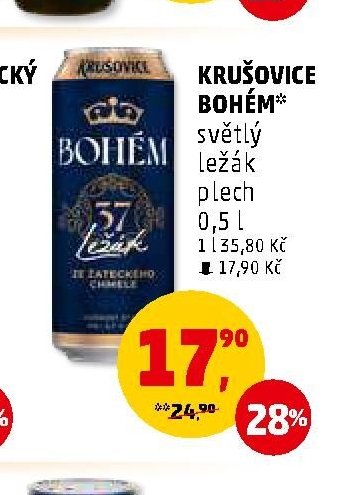 Krušovice Bohém* světlý ležák plech 0,5 l