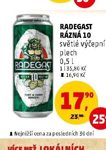 Radegast Rázná 10 světlé výčepní 0,5 l