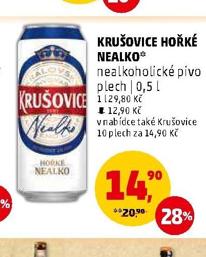 Krušovice Hořké Nealko* nealkoholické pivo plech 0,5 l