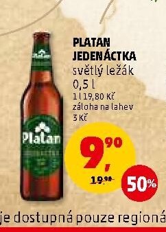 Platan jedenáctka světlý ležák 0,5 l