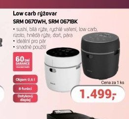 Low carb rýžovar SRM 0670WH, SRM 0671BK