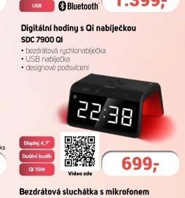 Sencor Digitální hodiny s Qi nabíječkou SDC 7900 QI