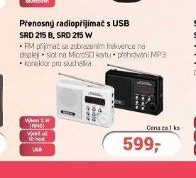 Sencor Přenosný radiopřijímač s USB SRD 215 B, SRD 215 W