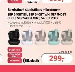 Sencor Bezdrátová sluchátka s mikrofonem SEP 540BT BK, SEP 540BT WH, SEP 540BT JUJU, SEP 540BT MINT, SEP 540BT ROCK