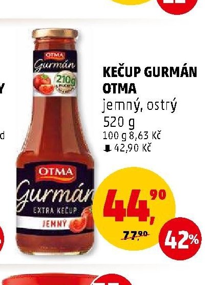 Kečup Gurmán Otma jemný, ostrý 520 g