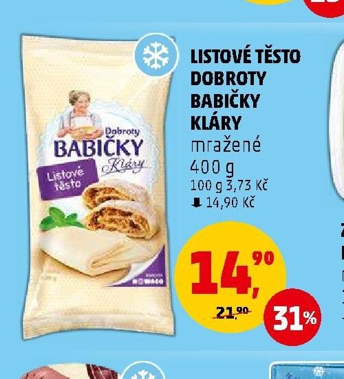 LISTOVÉ TĚSTO DOBROTY BABIČKY KLÁRY mražené 400 g