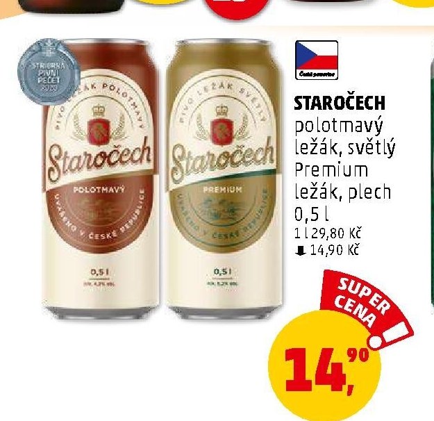 Staročech polotmavý ležák, plech 0,5l