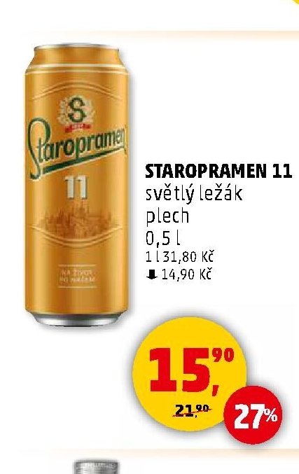 Staropramen 11 světlý ležák plech 0,5l