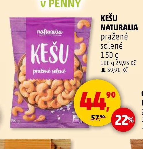 KEŠU NATURALIA pražené solené 150 g