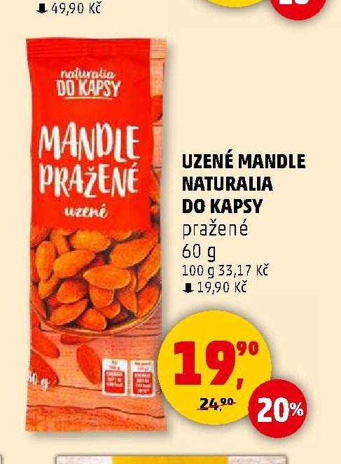 UZENÉ MANDLE NATURALIA DO KAPSY pražené 60 g