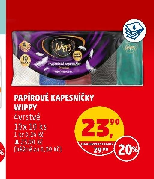 PAPIROVÉ KAPESNÍKY WIPPY 4vrstvé 10x 10 ks