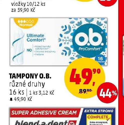 TAMPONY O.B. různé druhy 16 ks