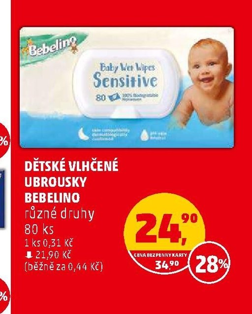 DĚTSKÉ VLHČENÉ UBROUSKY BEBELINO různé druhy 80 ks
