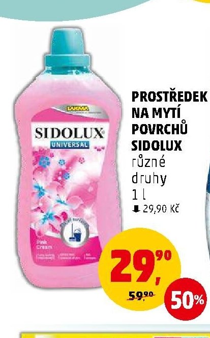 Prostředek na mytí povrchů Sidolux různé druhy 1 l