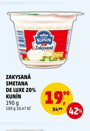 Zakysaná smetana de luxe 20% Kunín 190 g