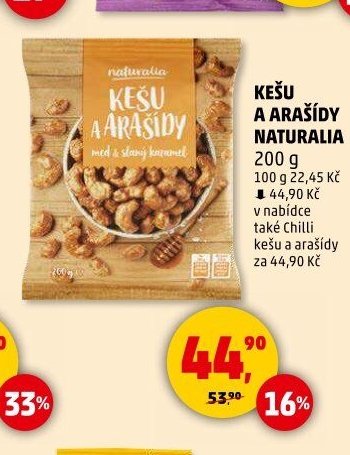 KEŠU A ARAŠÍDY NATURALIA 200 g