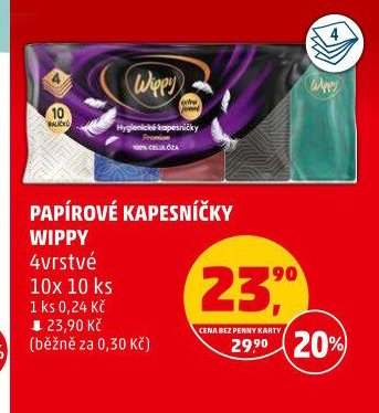 PAPÍROVÉ KAPESNÍČKY WIPPY 4vrstvé 10x 10 ks