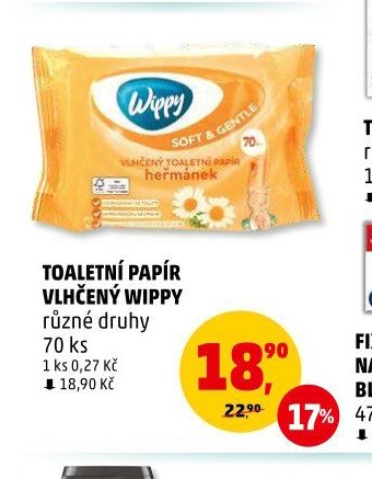 TOALETNÍ PAPÍR VLHČENÝ WIPPY různé druhy 70 ks