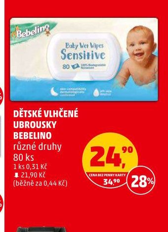 DĚTSKÉ VLHČENÉ UBROUSKY BEBELINO různé druhy 80 ks