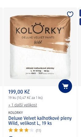 KOLORKY Deluxe Velvet kalhotkové pleny Wild, velikost L, 19 ks