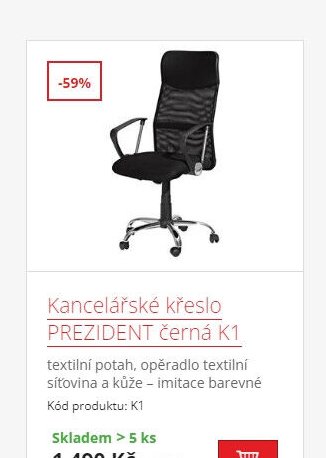 Kancelářské křeslo PREZIDENT černá K1