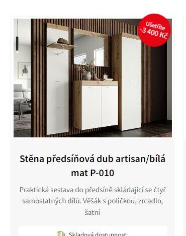 Stěna předsíňová dub artisan/bílá mat P-010