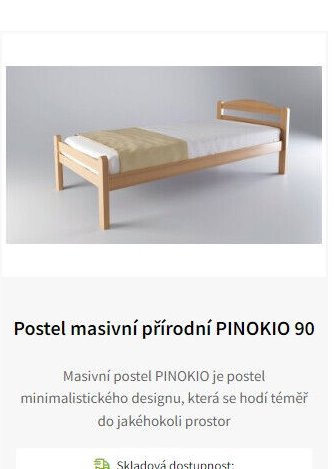 Postel masivní přírodní PINOKIO 90